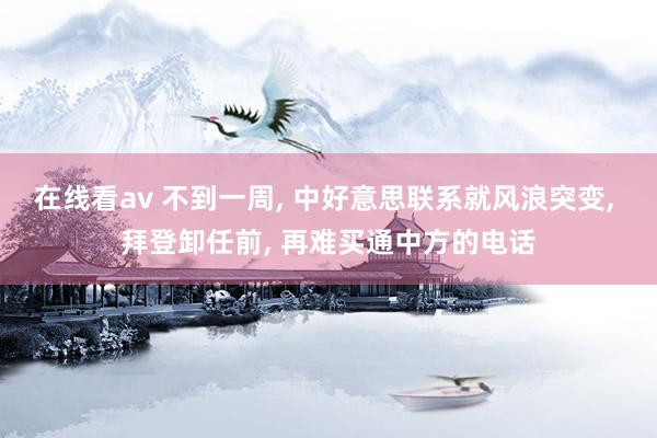 在线看av 不到一周， 中好意思联系就风浪突变， 拜登卸任前， 再难买通中方的电话