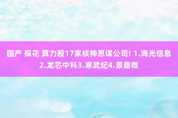 国产 探花 算力股17家核神思谋公司! 1.海光信息2.龙芯中科3.寒武纪4.景嘉微